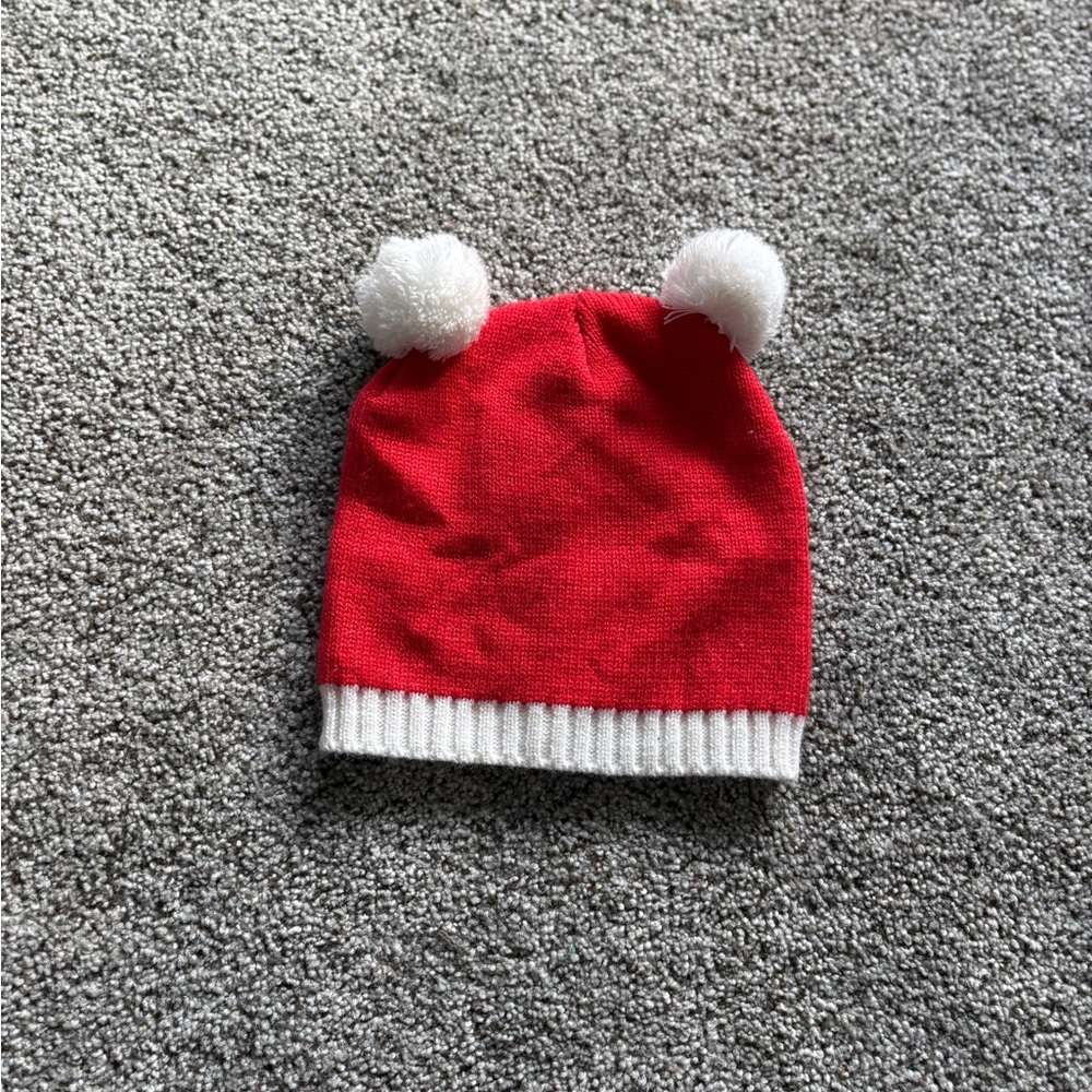 Toddler Red Beanie with Pom Poms
